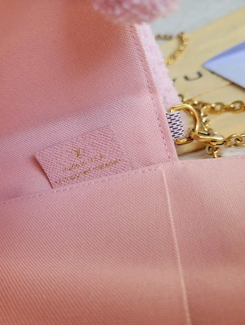 BEAUTIFUL💕 Louis Vuitton FELICIE Pochette Damier AZUR Gold Chain Crossbody
